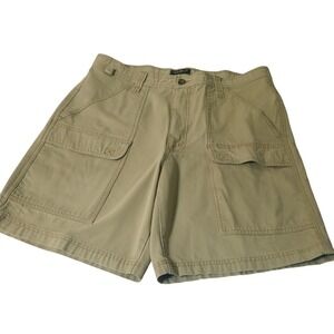 Eddie Bauer Cargo Shorts Mens 36 Tan Khaki Cotton Canvas Utility Outdoor